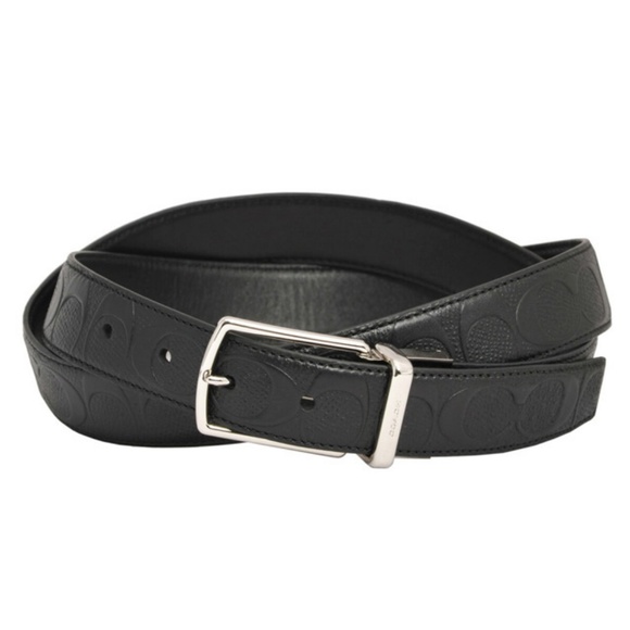 NEW COACH Men Logo Signature Leather Dress Belt - Picture 4 of 8